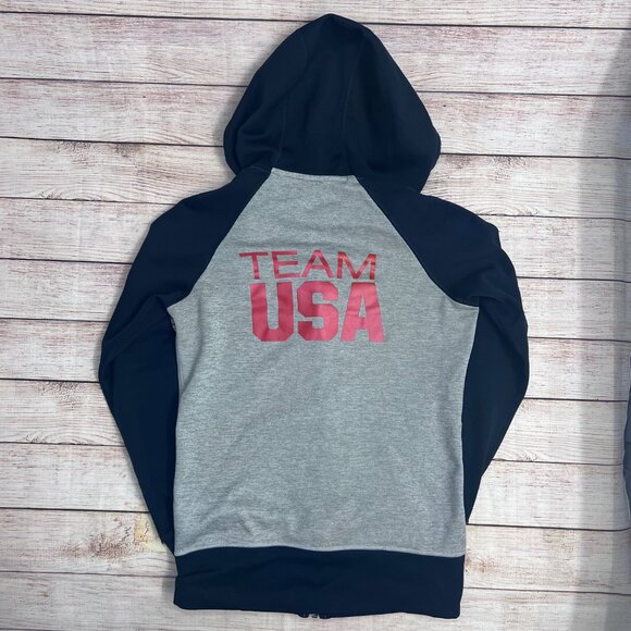 Nike Therma-Fit Team USA Olympic Full Zip Hoodie Size XS Gray Navy Fleece Lined - Picture 2 of 11